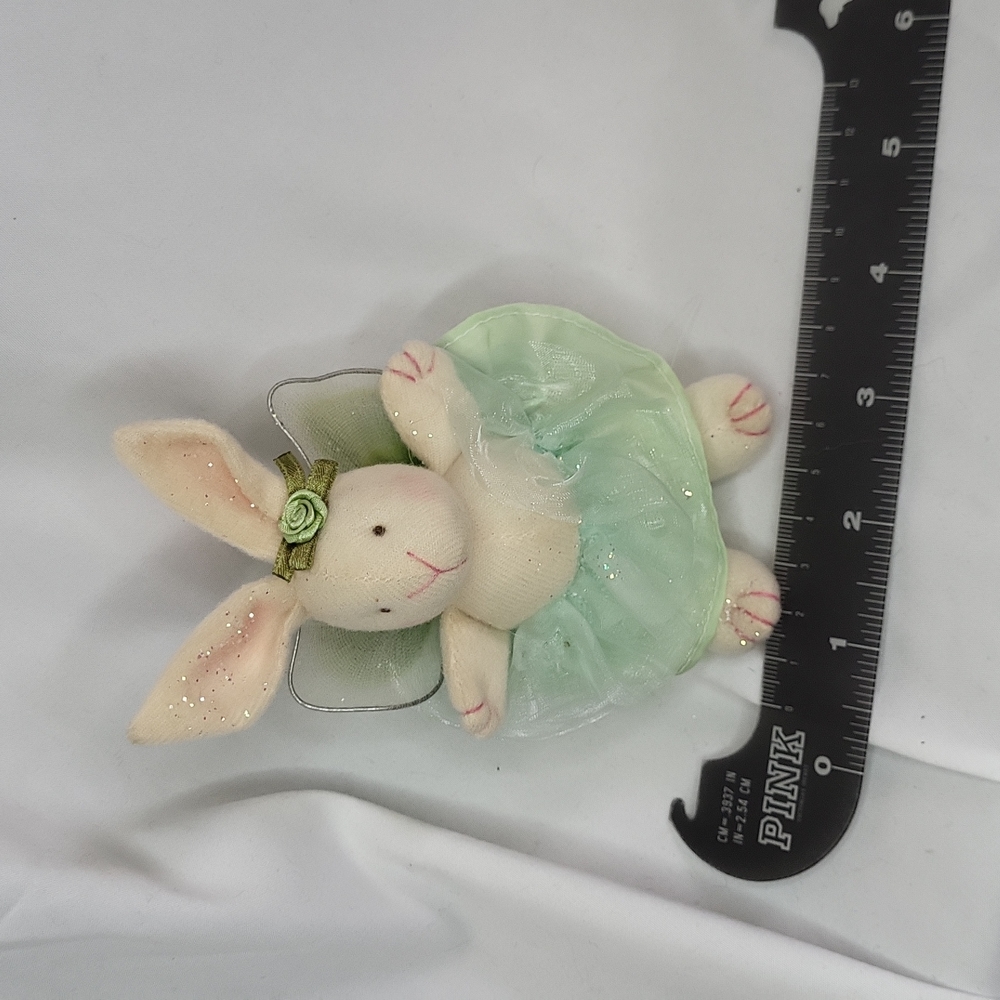 Easter bunny Russ Berrie fairy 5" judy lynn collection glitter green vintage